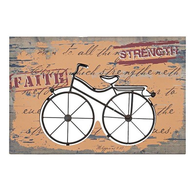 Inart 3-90-812-0016 Πινακας ποδηλατο ξυλο/μεταλλο 60x1,5x40