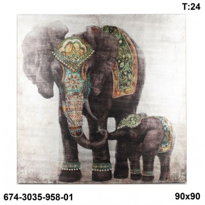 Πινακας με ελεφαντες-αναγλυφα τρουκς 0.90X0.90