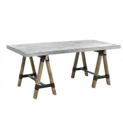 Inart 3-50-437-0001 Τραπέζι ξύλινο/μεταλλικό “Hugo”, σε γκρι-natural χρώμα.