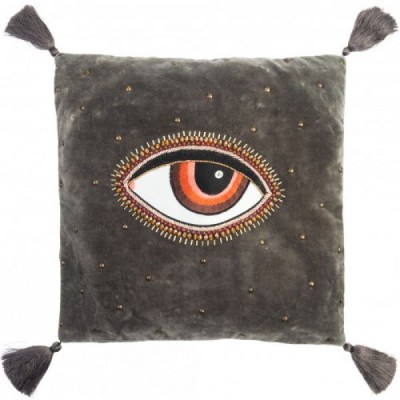 Μαξιλάρι μάτι βελούδο κεντημένο με χάντρες. 40x40cm. oikos161