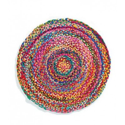 Χαλι στρογγυλο multi colour cotton/jute braided rug Διάσταση:0.90 εκ. διάμ. 
