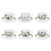 Portmeirion Botanic Garden Teacup and Saucer New Motifs φλυτανοπιατάκι τσαγιού νέα σχέδια Set of 6