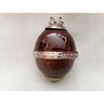 Διακοσμητικό πασχαλινό αυγό καφέ -σμάλτο/ασήμι. 7x5cm. oikos413