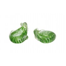 Διακοσμητικά κρυστάλλινα βατραχάκια- πράσινα. 11x10cm. oikos310