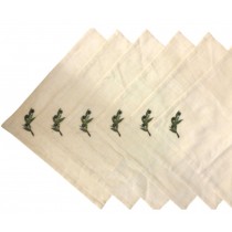 Σετ 6 τμχ. πετσέτες Φαγητού  σύμμεικτο λινό ύφασμα με σχέδιο κλαδί ελιάς. 43x43cm. oikos198