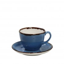 Espiel Φλυτζάνι cappuccino πορσελάνης με πιατάκι μπλε - Terra. 220ml. TLF111K6