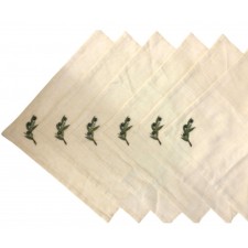 Σετ 6 τμχ. πετσέτες Φαγητού  σύμμεικτο λινό ύφασμα με σχέδιο κλαδί ελιάς. 43x43cm. oikos198