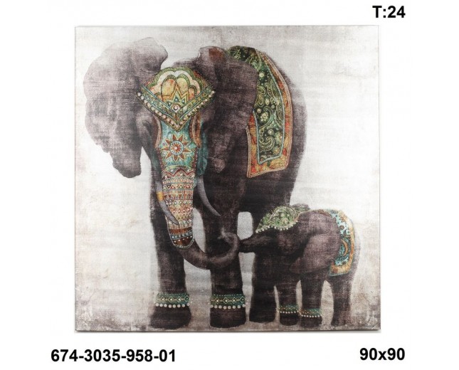 Πινακας με ελεφαντες-αναγλυφα τρουκς 0.90X0.90
