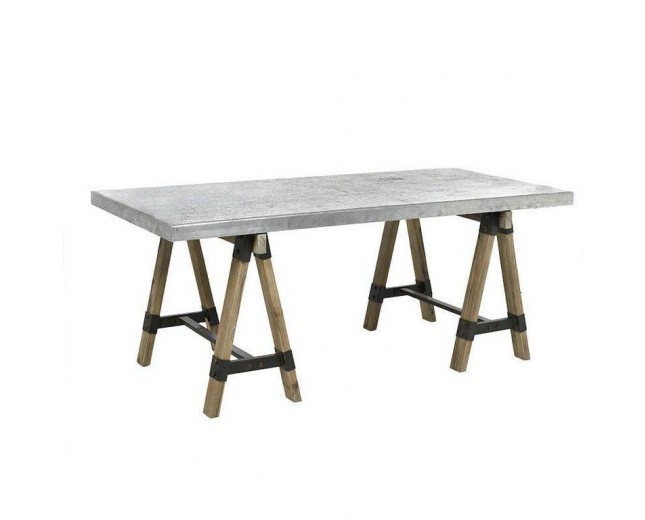 Inart 3-50-437-0001 Τραπέζι ξύλινο/μεταλλικό “Hugo”, σε γκρι-natural χρώμα.