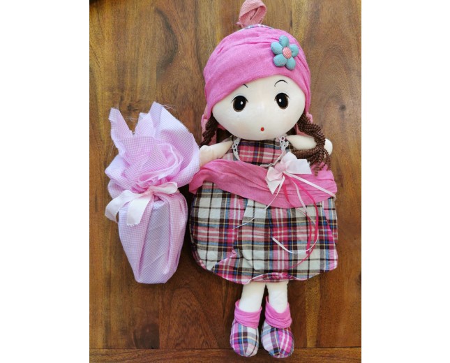 Λαμπάδα  κούκλα τσάντα Ρόζ με αυγό. oikos383