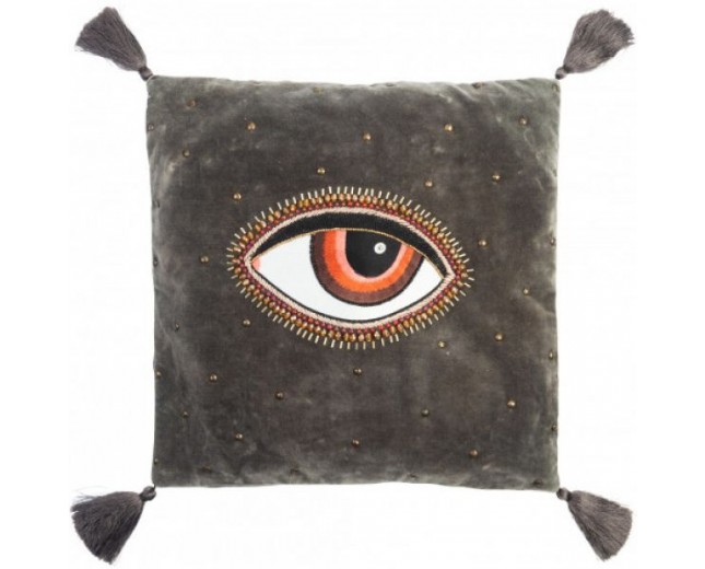 Μαξιλάρι μάτι βελούδο κεντημένο με χάντρες. 40x40cm. oikos161