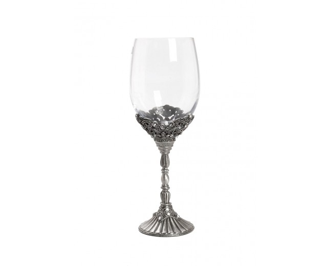 Κρυστάλλινο ποτήρι γάμου με μέταλλο και στράς. 250ml. oikos245