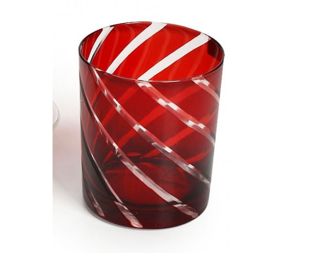 Κόκκινα Κρυστάλλινα ποτήρια Oυίσκι Ταγιέ. σετ των/6. 9,5x6cm. oikos242