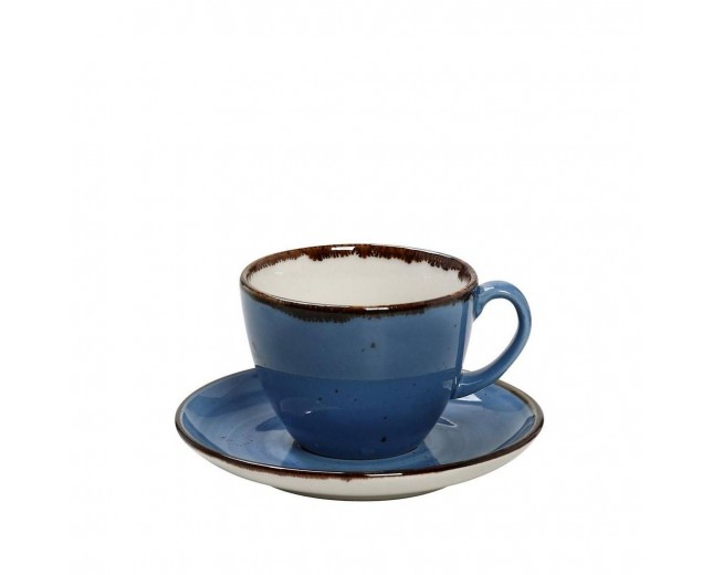 Espiel Φλυτζάνι cappuccino πορσελάνης με πιατάκι μπλε - Terra. 220ml. TLF111K6