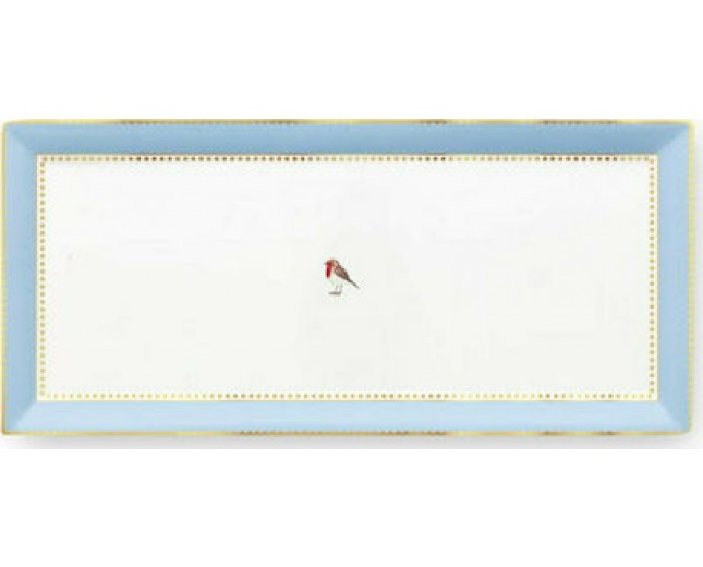PiP STUDIO Love Birds Δίσκος Σερβιρίσματος από Πορσελάνη Λευκός Γαλαζιος 33.3x15.5cm